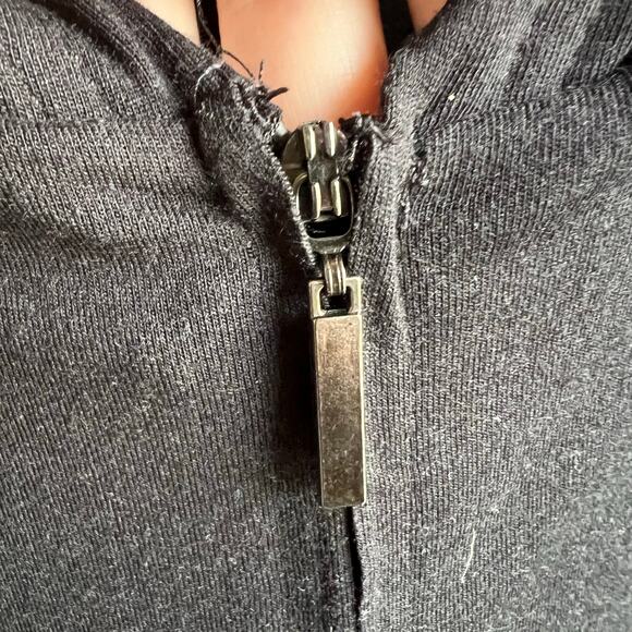 Mountain Mama's Zip Up Ruffle Lightweight Sweatshirt Jacket Size XL Black - Picture 5 of 9